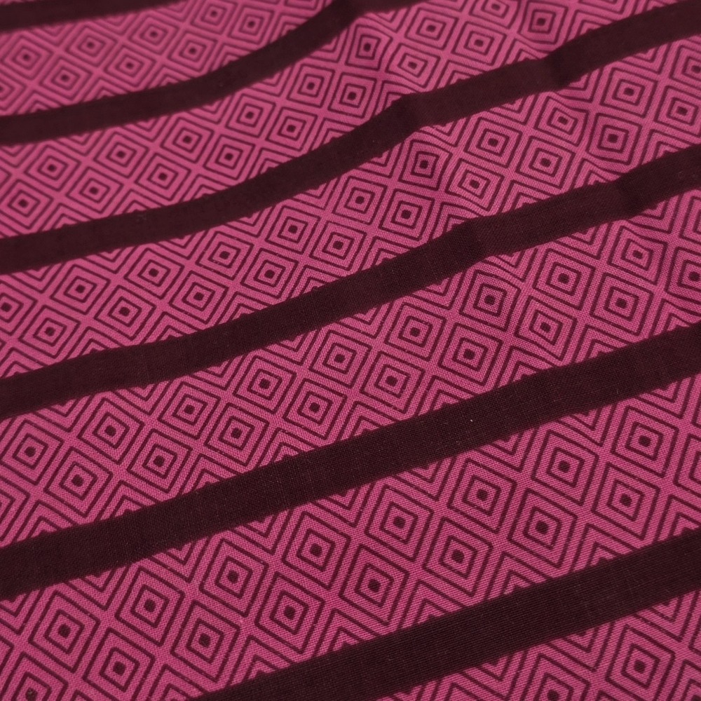 Pink & Burgundy Striped Geometric  Lightweight Cotton Fabric 4" yds x 36" wide